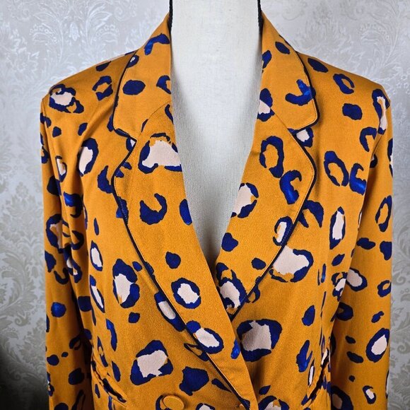 3.1 Phillip Lim Target Size Large Orange Animal Print Blazer Double Breasted - Picture 2 of 14